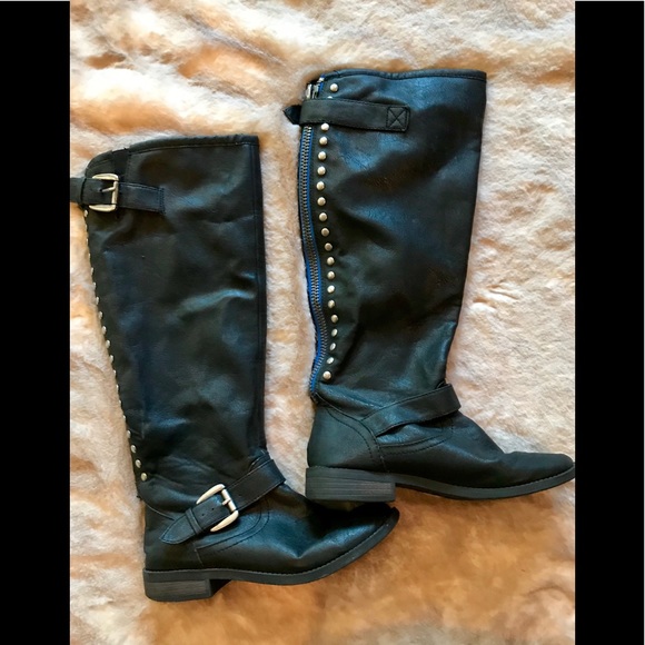 JustFab Shoes - *BOGO* JustFab Black Faux Leather Boots with Studs